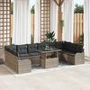 vidaXL Tuin Sofa Set met kussen 11 pcs Grijs Poly riet