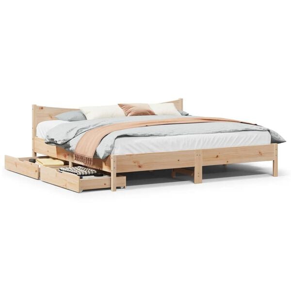 vidaXL Bedframe met lades massief grenenhout 200x200 cm