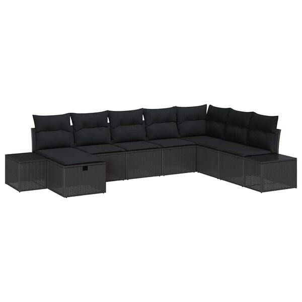 vidaXL Tuin Sofa Set met kussen 8 pcs Zwart Poly riet