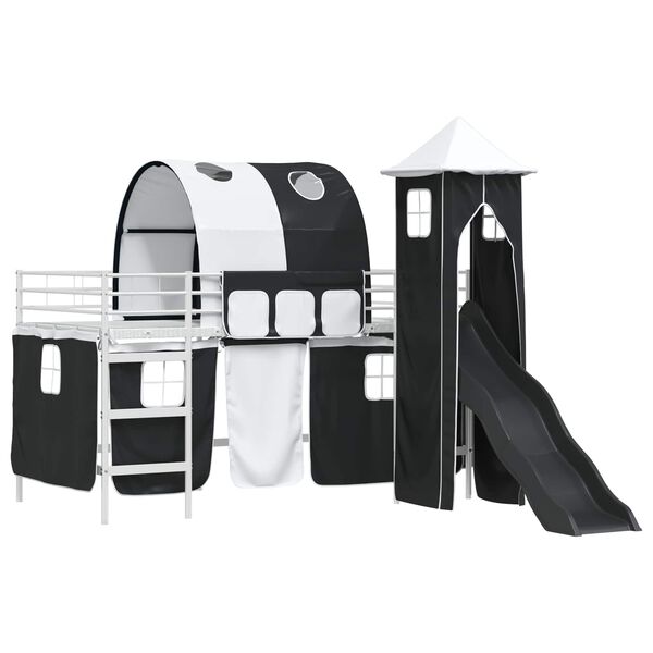 vidaXL Loftbed voor Kids Wit en zwart 99,5 x 200 cm Metaal