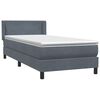 vidaXL Boxspring met matras fluweel donkergrijs 90x210 cm
