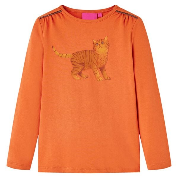 Kindershirt met lange mouwen 128 oranjebruin