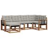 vidaXL Buiten bankenset met kussen 6 pcs Natuurlijk en Lichtgrijs