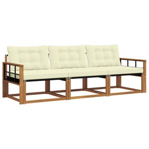vidaXL Buiten bankenset met kussen 3 pcs Natuurlijk en Cr&egrave;me