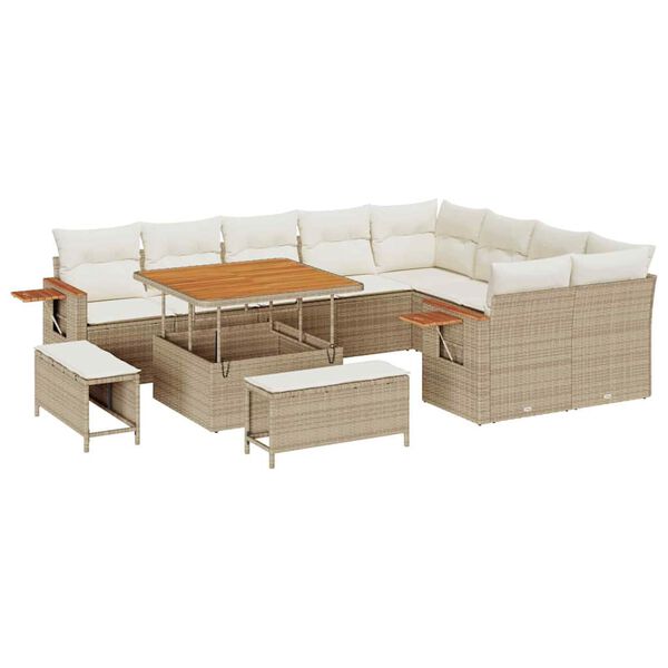 vidaXL Tuinbankenset met kussen 12 pcs Beige en Cr&egrave;me