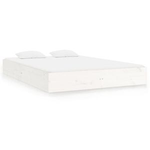 vidaXL Bedframe massief hout wit 200x200 cm