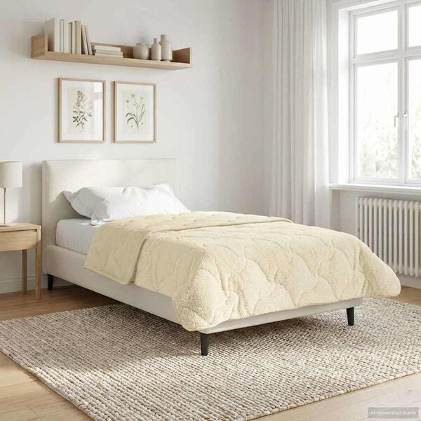 vidaXL Winter Dekbed Cr&egrave;me 140 x 200 cm Microfiber en Teddy fleece