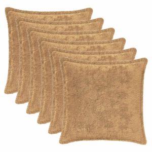 vidaXL Kussensloop 6 st HOUTEN Taupe 30 x 30 cm Nep Konijnenbont