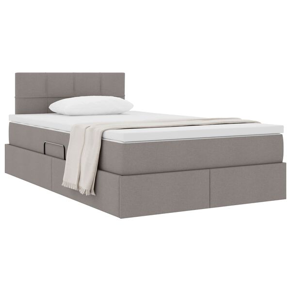 vidaXL Opbergbed met matras met matras Taupe 120 x 190 cm Bewerkt hout