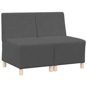 vidaXL Modulaire Bankeenheid Armlos 2 st Donkergrijs Katoen Stof