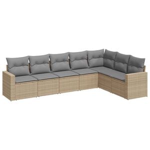 vidaXL 7-delige Loungeset met kussens poly rattan beige