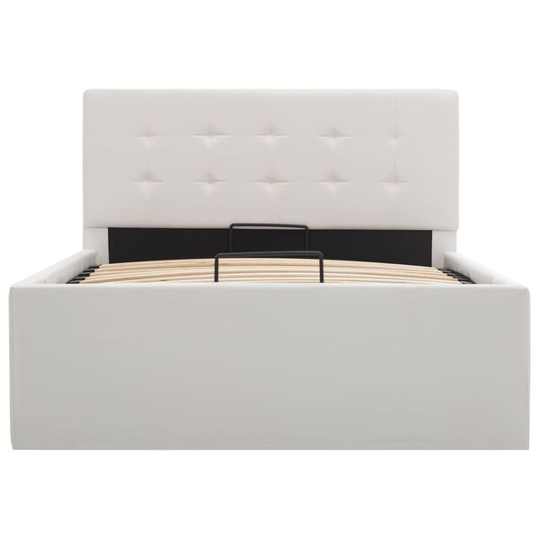 vidaXL Bedframe met opbergruimte hydraulisch kunstleer wit 90x200 cm