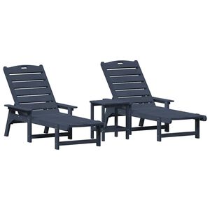 vidaXL Ligstoel 3 st Polyetheen Marineblauw
