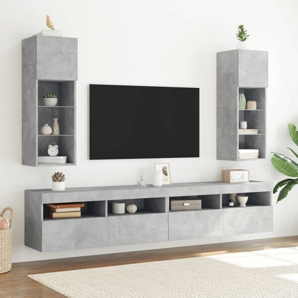 vidaXL Tv-meubel met LED-verlichting 30,5x30x90 cm betongrijs