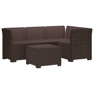 vidaXL 4-Persoons Tuinbank Rieten Look PP Bruin