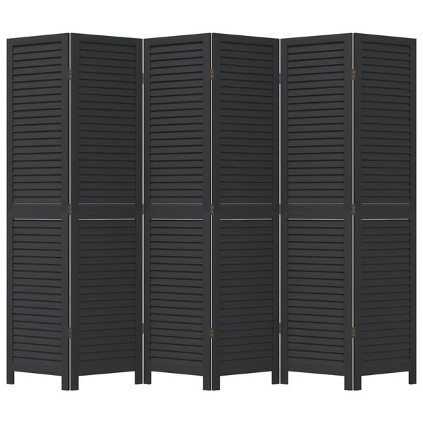 vidaXL Kamerscherm met 6 panelen massief paulowniahout zwart