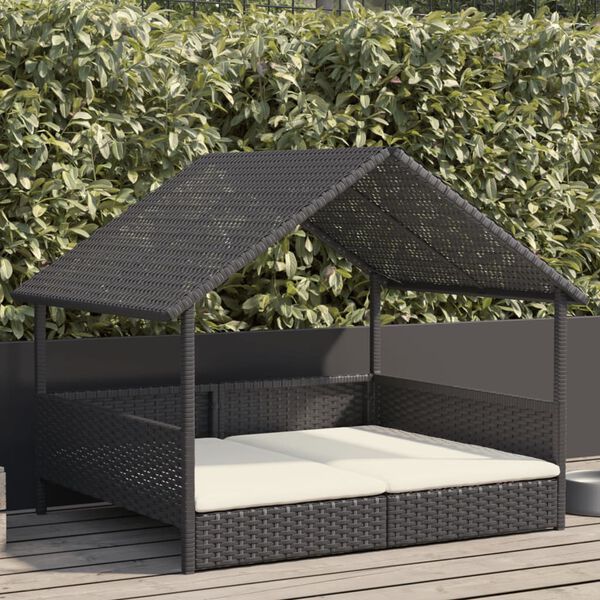vidaXL Hondenhok met kussen poly rattan