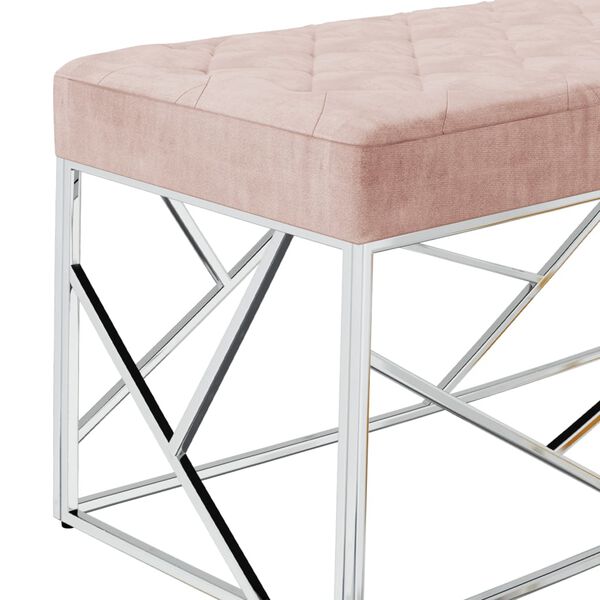 vidaXL Bankje 97 cm fluweel en roestvrij staal roze