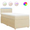 vidaXL Boxspring met matras stof cr&egrave;mekleurig 90x200 cm