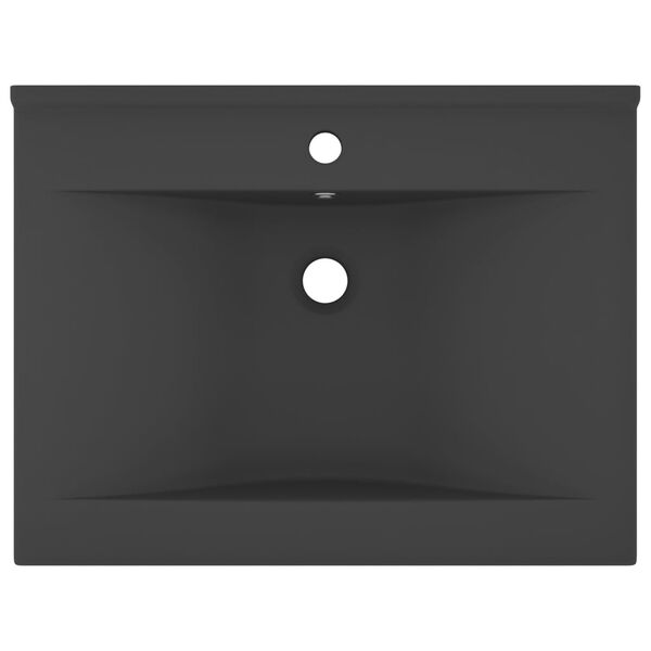 vidaXL Wastafel met kraangat 60x46 cm keramiek mat donkergrijs
