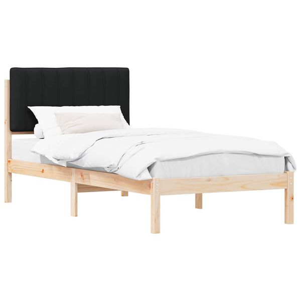 vidaXL Bedframe met Gevoerd Hoofdgedeelte Zwart 90 x 190 cm
