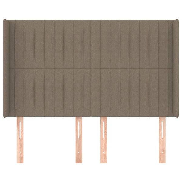 vidaXL Hoofdbord met randen 147x16x118/128 cm stof taupe