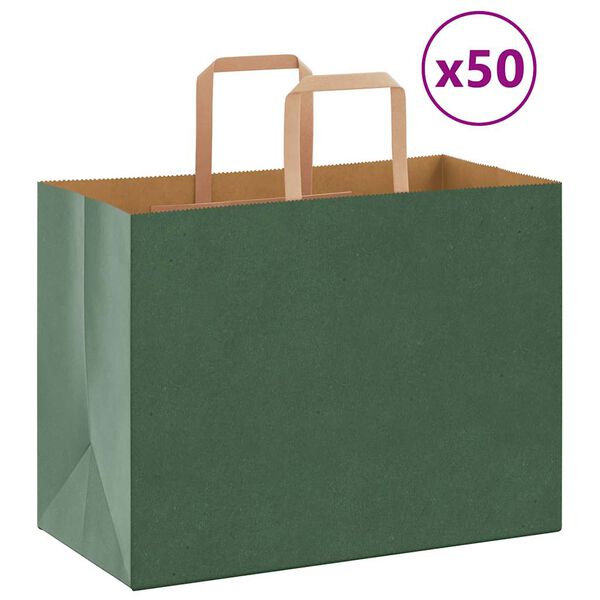 vidaXL Papieren zakken 50 st met hengsels 32x17x25 cm groen
