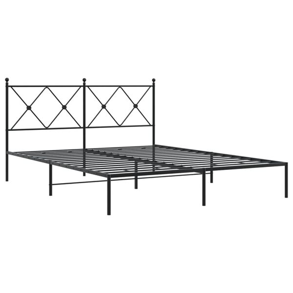 vidaXL Bedframe met hoofdbord metaal zwart 150x200 cm