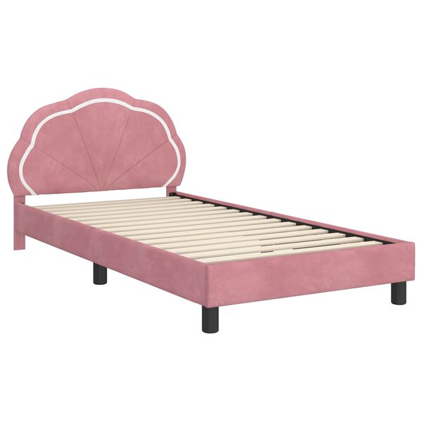 vidaXL Bedframe voor kinderen met hoofdbord Roze 80 x 200 cm Fluweel