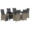 vidaXL Tuin eettafelset met kussen 7 pcs Grijs poly rattan
