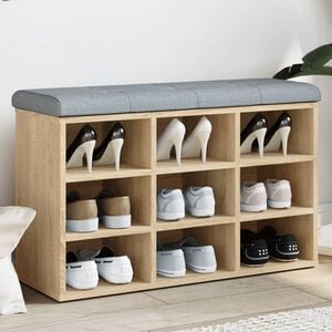 vidaXL Schoenenbank Sonoma Eiken 82x32x50 cm Bewerkt Hout