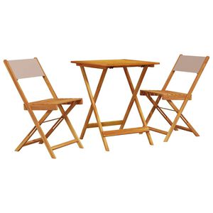 vidaXL 3-delige Bistroset stof en massief hout taupe