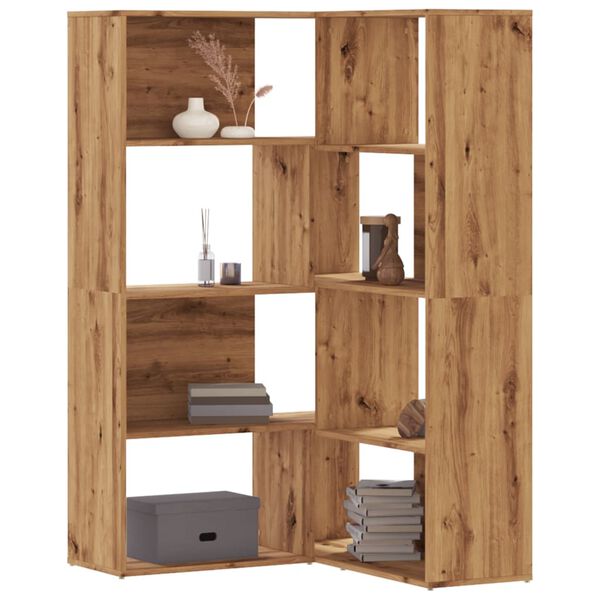 vidaXL Boekenkast 4-laags hoek 85x85x140 cm hout artisanaal eikenkleur