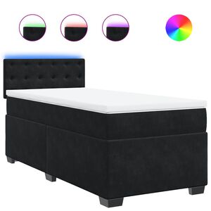 vidaXL Boxspring met matras fluweel zwart 80x200 cm