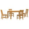 vidaXL Eetkamerset 5 st Beige Massief Eikenhout