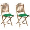 vidaXL Opklapbare stoelen (2 stuks) met kussens, bamboe