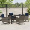 vidaXL Tuin eettafelset met kussen 5 pcs Grijs poly rattan
