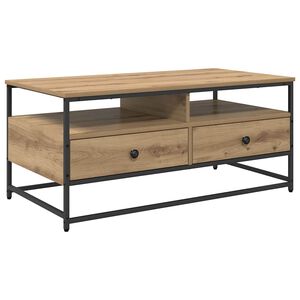 vidaXL Salontafel Artisanaal eiken 100 x 51 x 45 cm Bewerkt hout