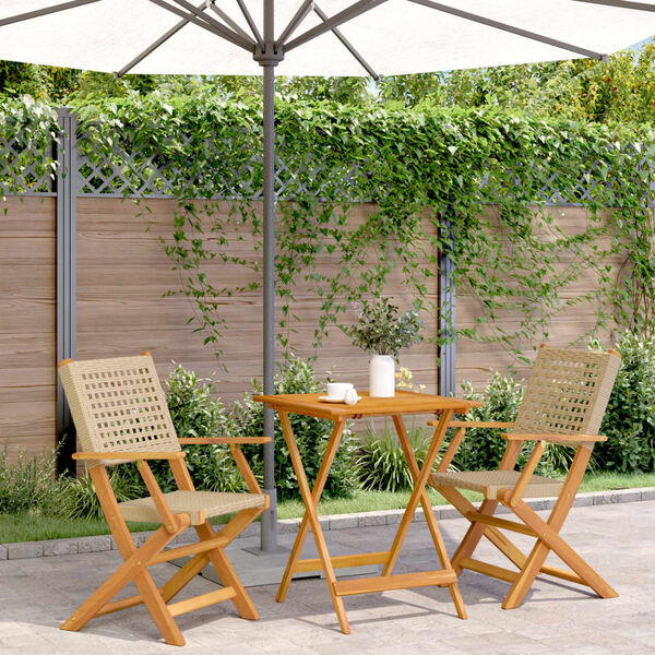 vidaXL 3-delige Bistroset poly rattan en massief hout beige