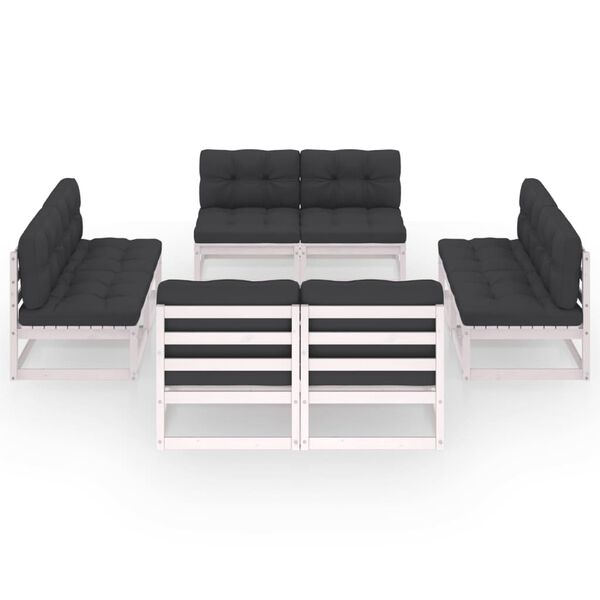 vidaXL 8-delige Loungeset met kussens massief grenenhout