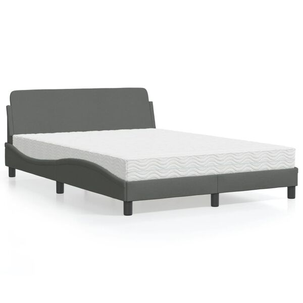 vidaXL Bed met matras "Dover" stof donkergrijs 140x200 cm