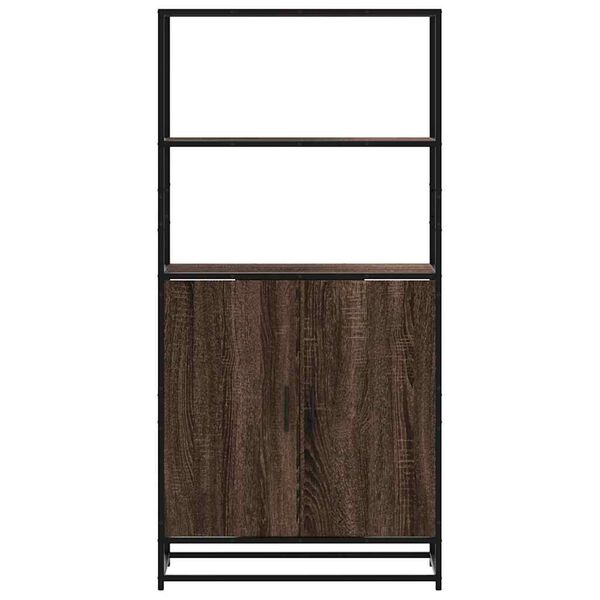vidaXL Hoge kast 68x35x139 cm bewerkt hout en metaal bruin eikenkleur