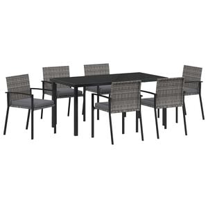 vidaXL Tuin eettafelset 7 pcs Grijs Gepoedercoat staal