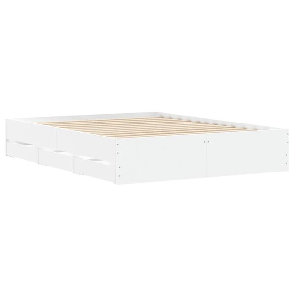 vidaXL Bedframe met lades bewerkt hout wit 150x200 cm