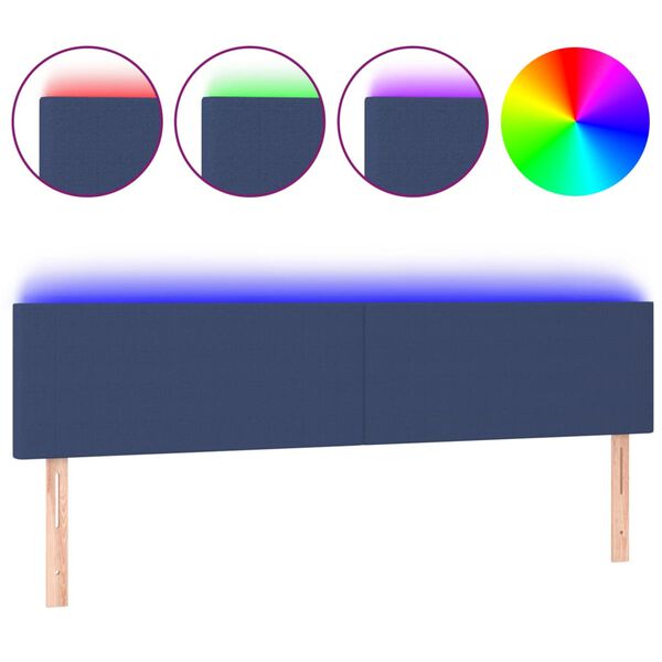 vidaXL Hoofdbord LED 160x5x78/88 cm stof blauw