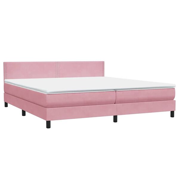 vidaXL Boxspring met matras fluweel roze 180x220 cm