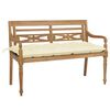 vidaXL Bank Batavia met cr&egrave;mekleurig kussen 120 cm massief teakhout