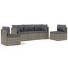 vidaXL 5-delige Loungeset met kussens poly rattan grijs