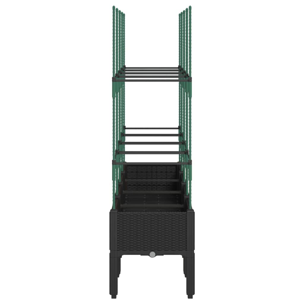 vidaXL Plantenbak met latwerk 120x40x142 cm polypropeen blauwgrijs, bloempot, buitenpot, planten pot, bloembak, plantenpot, tuinpot, plantenbak buiten