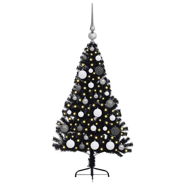 vidaXL Kunstmatig Voorverlicht Kerstboom met 150 LED Zwart 120 cm PVC